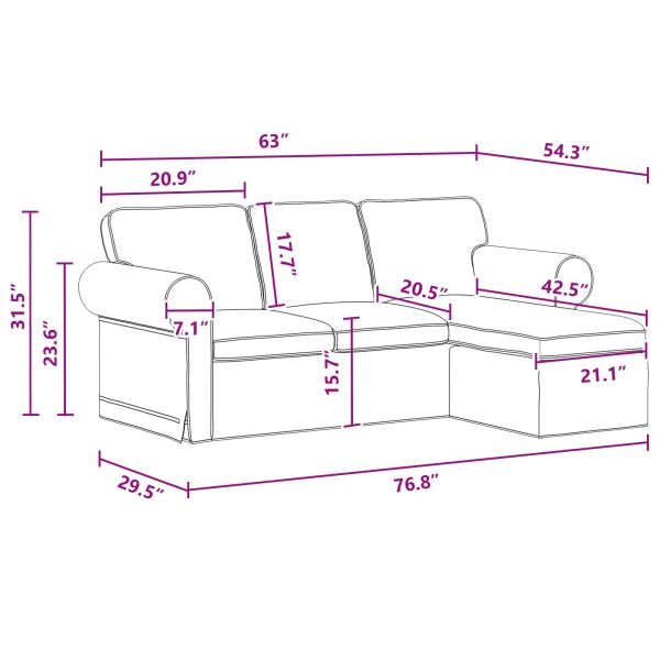 Диван 160cm Тъмен сив Метал
