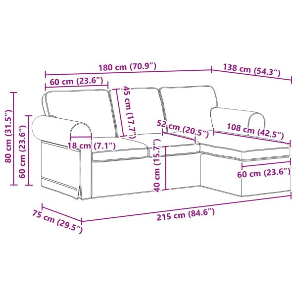 Диван 180cm Крем Метал