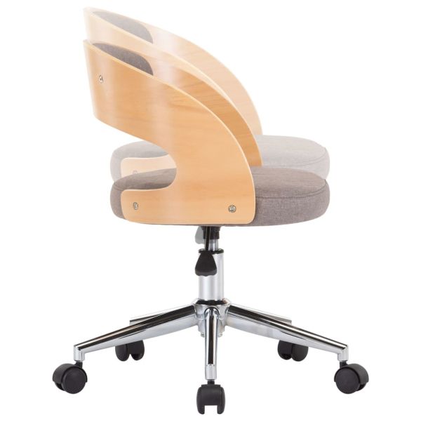 Въртящ офис стол, таупе, извито дърво и текстил