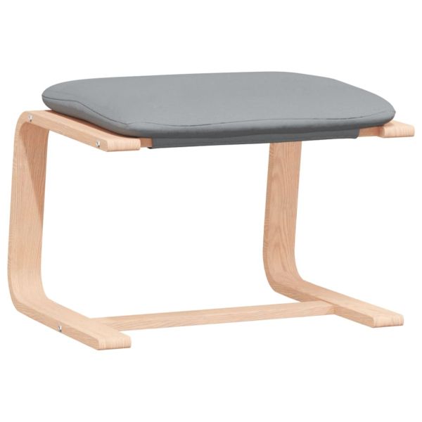 Релаксиращ стол с табуретка, светлосив, текстил