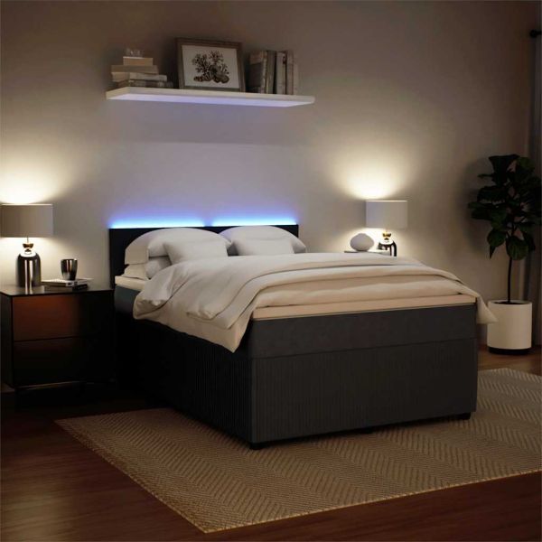 Боксспринг легло с матрак, тъмносиво, 140x200 см, кадифе