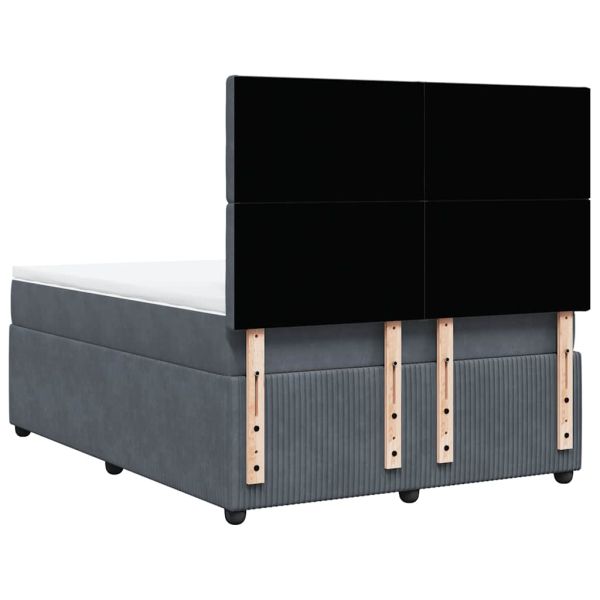 Боксспринг легло с матрак, тъмносиво, 140x200 см, кадифе