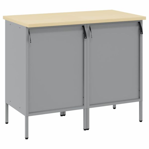 Работен кабинет с чекмедже 2 pcs Червен и сив 100 x 55 x 85 см