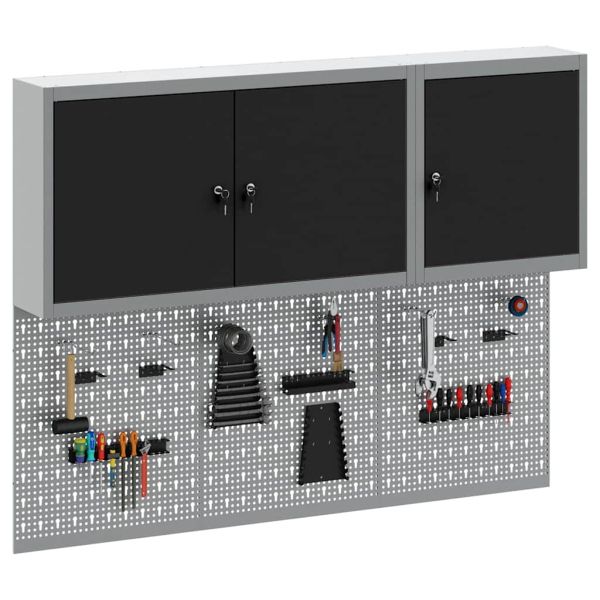 Комплект инструментален шкаф с рафт със съхранение 5 pcs Черно