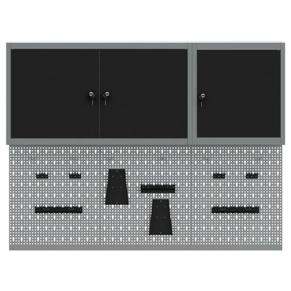 Комплект инструментален шкаф с рафт със съхранение 5 pcs Черно