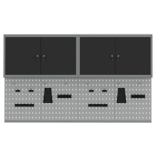 Комплект инструментален шкаф с рафт със съхранение 6 pcs Черно