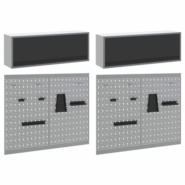 Комплект инструментален шкаф с рафт със съхранение 6 pcs Черно