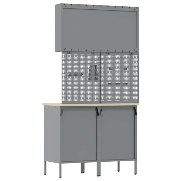 Работен кабинет 5 pcs Червено Инженерна дървесина и стомана