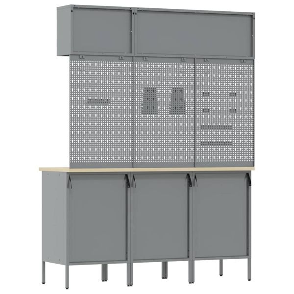 Комплект работни шкафове с чекмедже със съхранение 8 pcs Черно