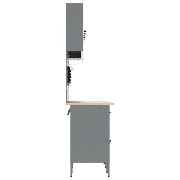 Работна маса с чекмедже 8 pcs Черно 150 x 55 x 200 см Стомана