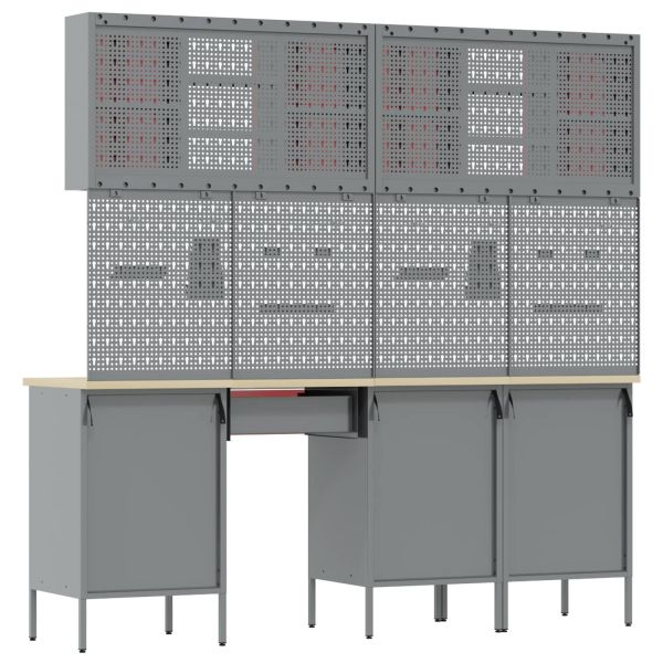 Работна маса 10 pcs Червено 200 x 55 x 200 см Стомана