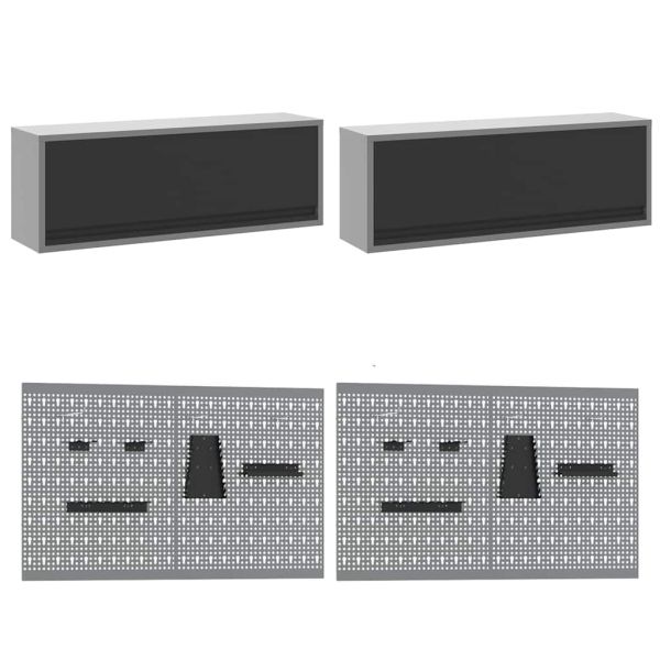 Комплект работни шкафове с чекмедже със съхранение 10 pcs Черно