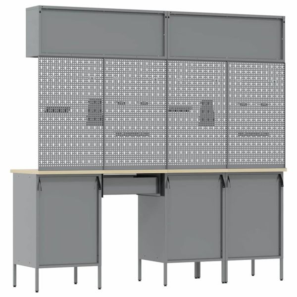 Комплект работни шкафове с чекмедже със съхранение 10 pcs Черно