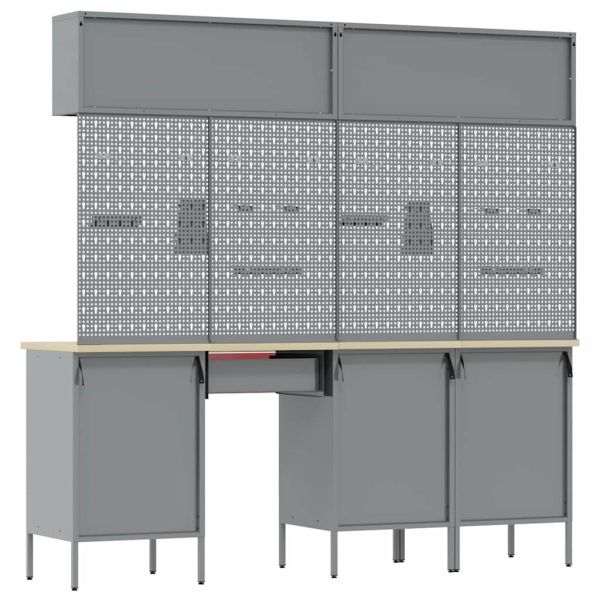 Комплект работни шкафове с чекмедже с заключване 10 pcs Червено