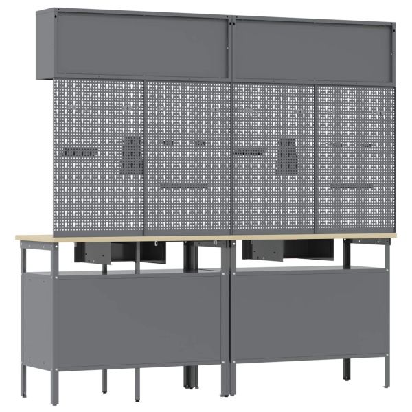 Комплект работна маса с чекмедже с рафт 8 pcs Черно Стомана