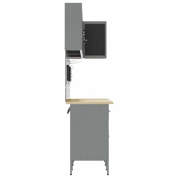 Комплект работни шкафове с чекмедже с рафт 12 pcs Черен и Сив