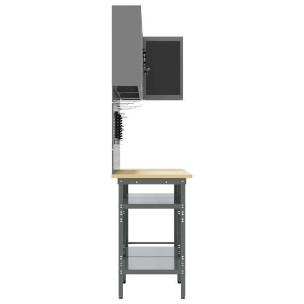 Комплект работни шкафове с рафт с заключване 10 pcs Черен и Сив