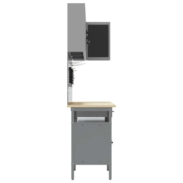 Комплект работни шкафове с чекмедже с рафт 10 pcs Черен и Сив