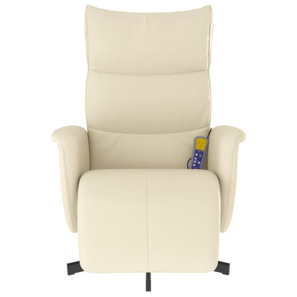 Масажен стол реклайнер поставка за крака кремав изкуствена кожа