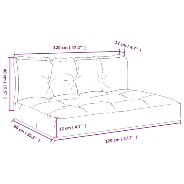 Палетни възглавници, 2 бр, черно каре, текстил