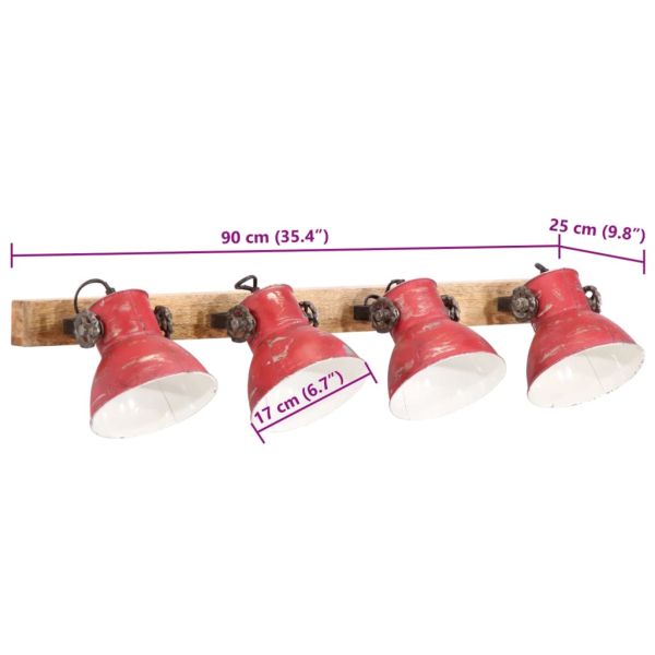 Стенна лампа 25 W състарено червено 90x25 см E27