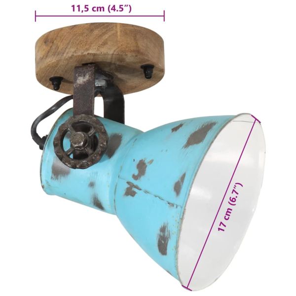 Стенна лампа 25 W състарено синьо 11,5x11,5x25 см E27