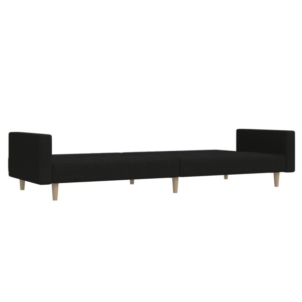 2-местно разтегателно канапе, черно, текстил