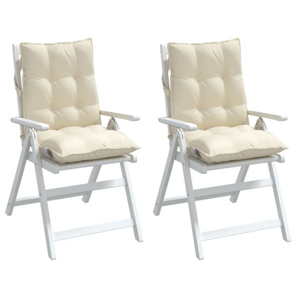 Възглавници за стол ниска облегалка 2 бр кремави Оксфорд плат