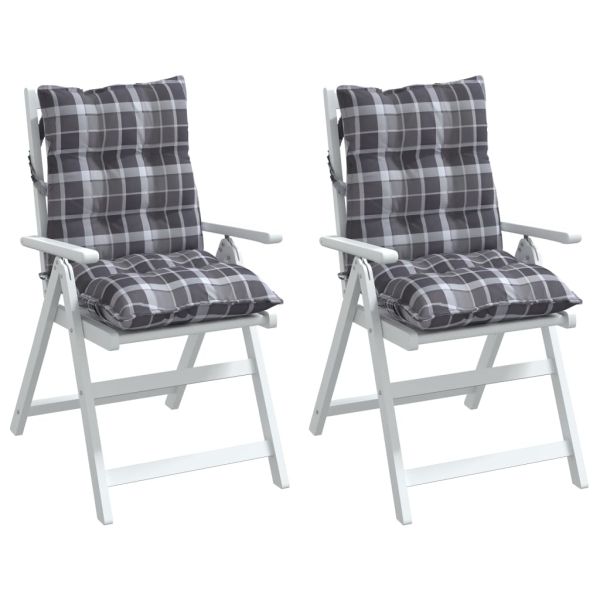 Възглавници за стол ниска облегалка 2 бр сиво каре Оксфорд плат