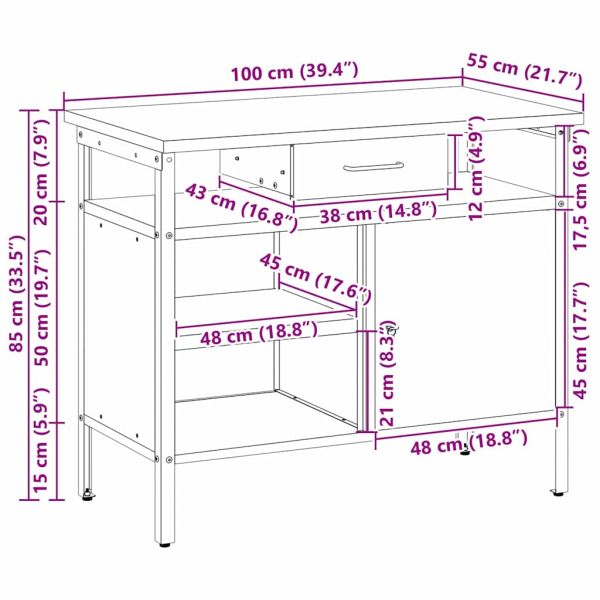Работна маса с чекмедже с рафт Червен и сив 100 x 55 x 85 см
