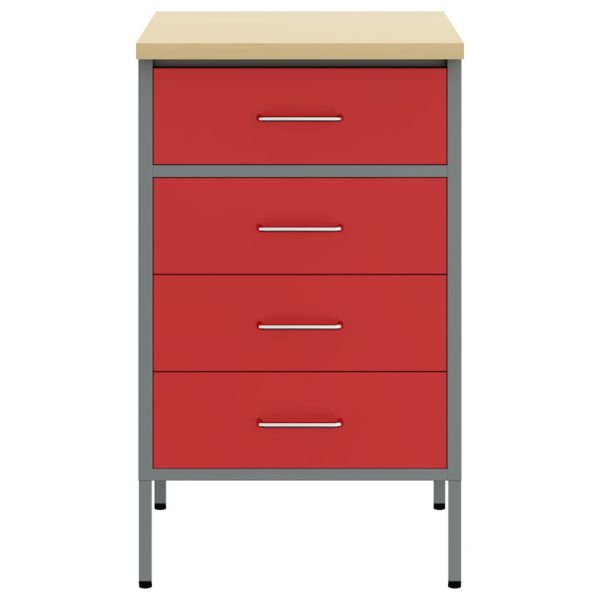 Работна маса с чекмедже Червен и сив 50 x 55 x 85 см