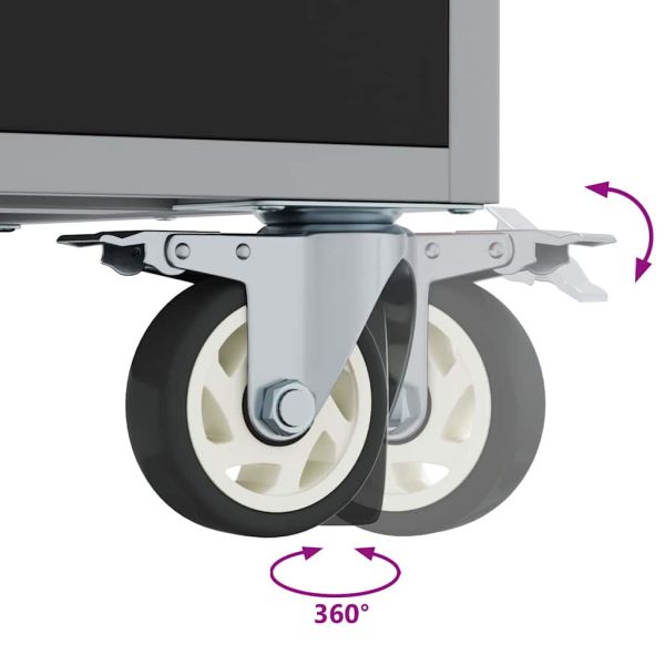 Работна маса с чекмедже с колело Черен и Сив 75 x 45 x 85 см
