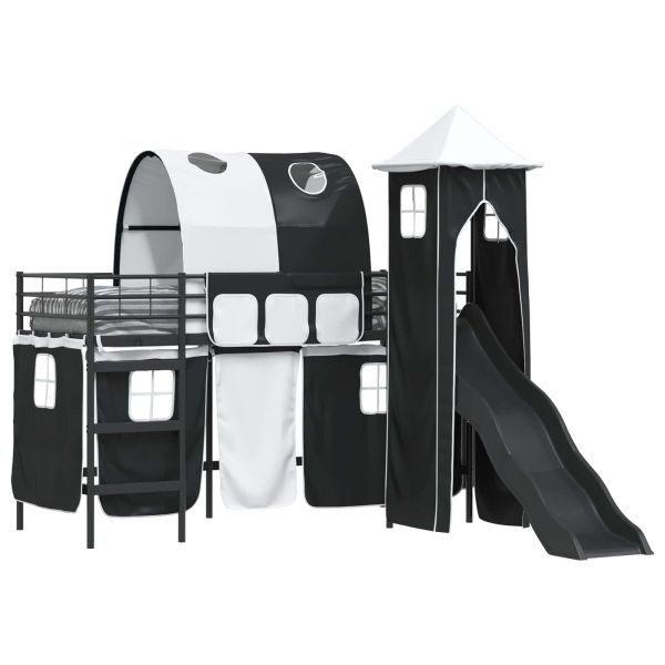 Легло на двуетажно легло за деца Черно 74,5 x 190 см Метал