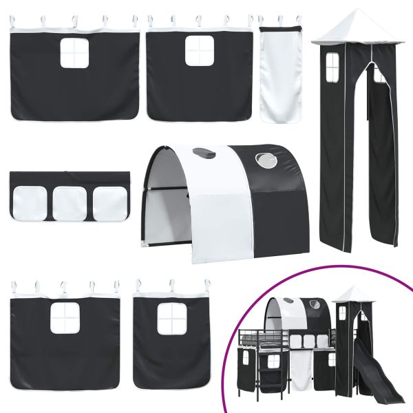 Легло на двуетажно легло за деца Черно 74,5 x 190 см Метал