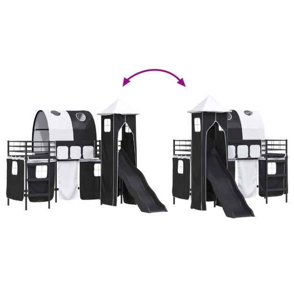 Легло на двуетажно легло за деца Черно 74,5 x 190 см Метал