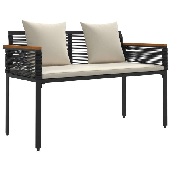 Комплект за външни мебели 4 pcs Черно и кремаво бяло ПЕ ратан