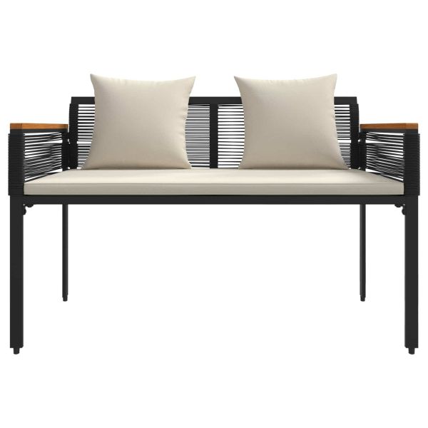 Комплект за външни мебели 4 pcs Черно и кремаво бяло ПЕ ратан