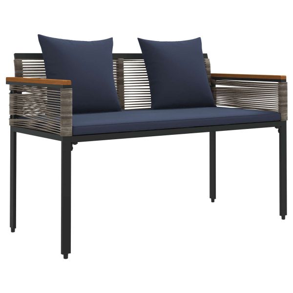 Комплект за външни мебели 4 pcs Сив и тъмен син ПЕ ратан