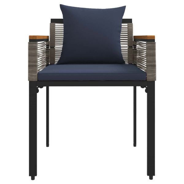 Комплект за външни мебели 4 pcs Сив и тъмен син ПЕ ратан