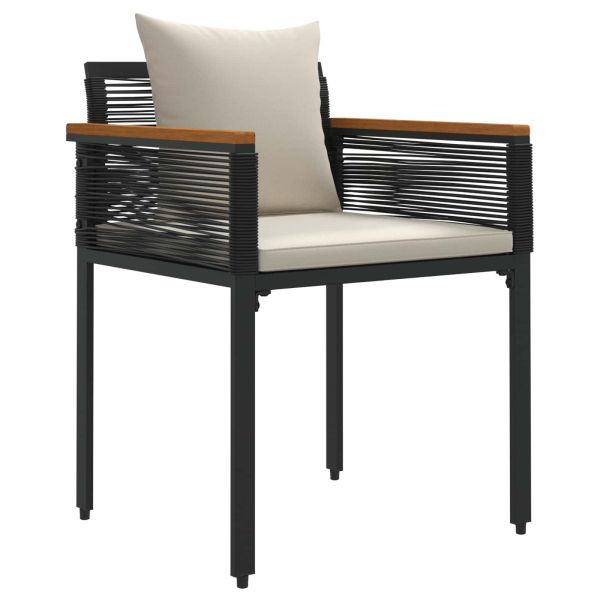 Комплект за външни мебели 3 pcs Черно и кремаво бяло ПЕ ратан