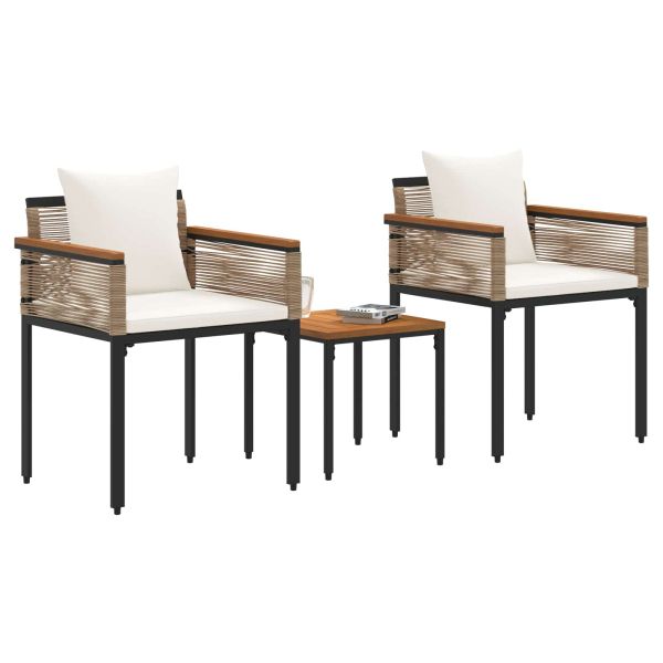 Комплект за външни мебели 3 pcs Бежов и кремаво бял ПЕ ратан