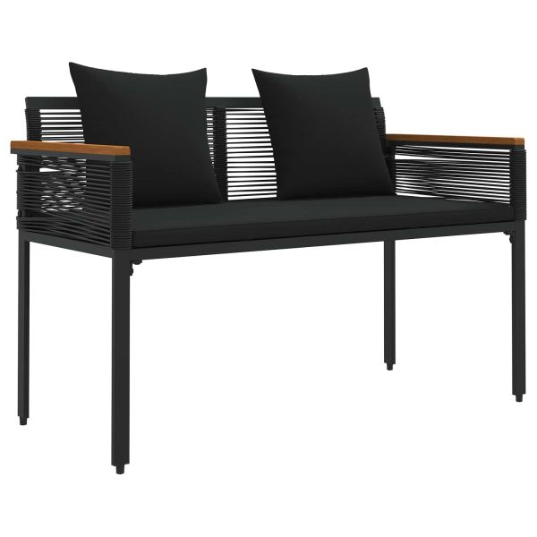 Външна пейка с възглавница Черно 117 x 54 x 74.5 см полиратан