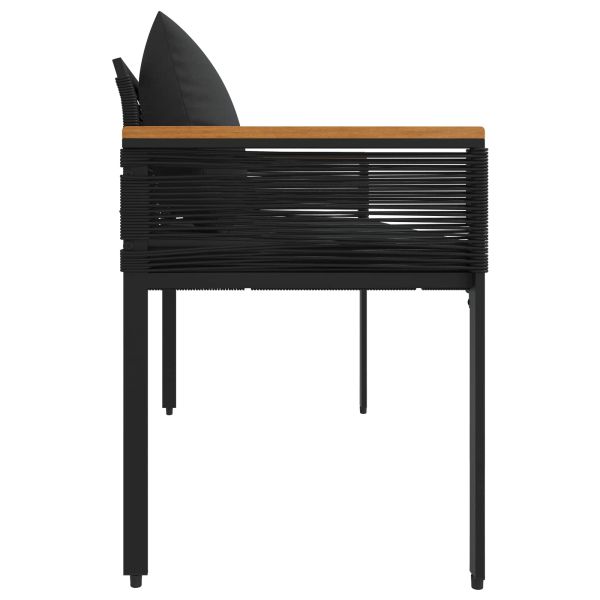 Външна пейка с възглавница Черно 117 x 54 x 74.5 см полиратан