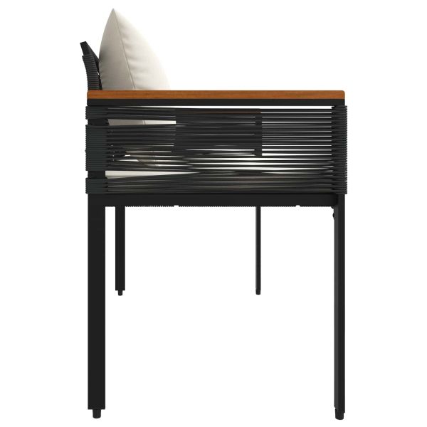 Външна пейка Черно и кремаво бяло 117 x 54 x 74.5 см полиратан