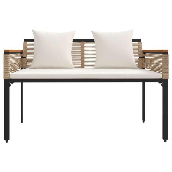 Външна пейка Бежов и кремаво бял 117 x 54 x 74.5 см полиратан