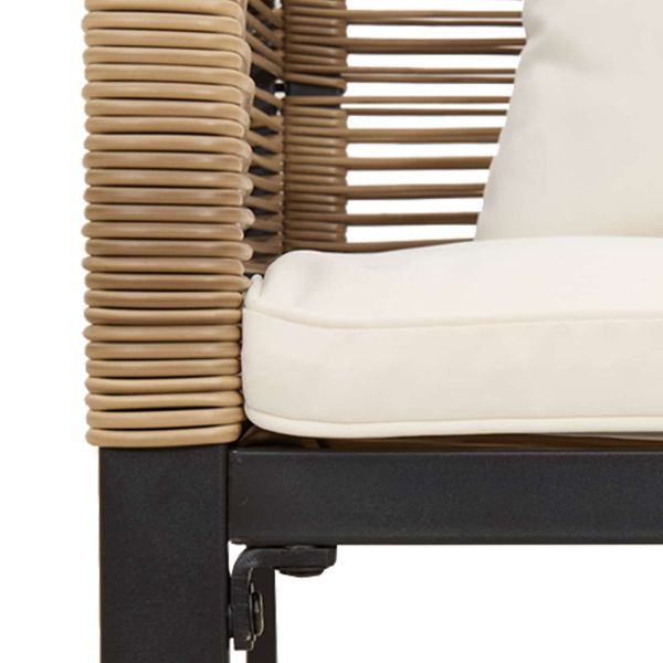 Външна пейка Бежов и кремаво бял 117 x 54 x 74.5 см полиратан