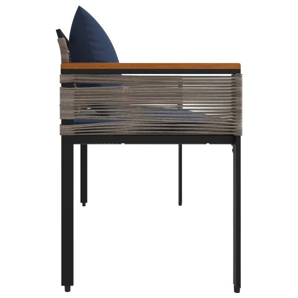 Външна пейка Сив и тъмен син 117 x 54 x 74.5 см полиратан