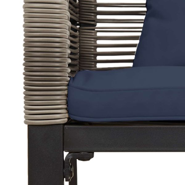 Външна пейка Сив и тъмен син 117 x 54 x 74.5 см полиратан