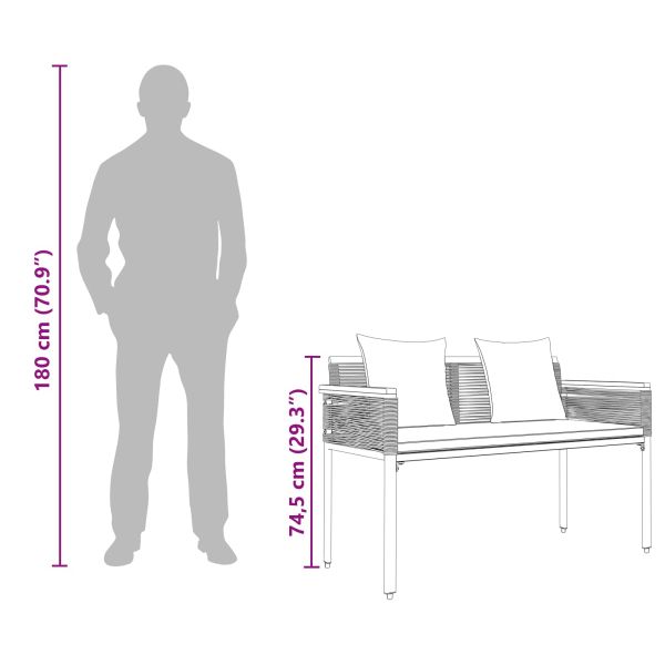 Външна пейка Черен и Туркоаз 117 x 54 x 74.5 см полиратан