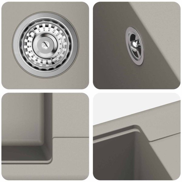 Мивка Сив 670 x 460 мм 80% Кварц и 20% Смола